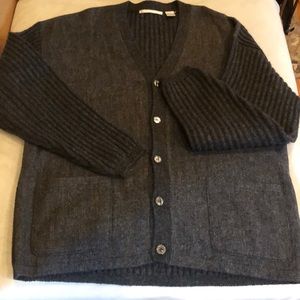 Grey tweed men’s button up sweater